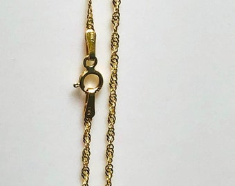 1mm Twisted Singapore Chain Necklace Real Solid 14K Yellow Gold Sparkle ...