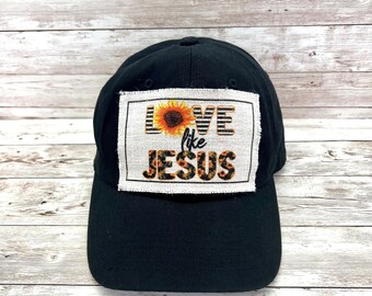 Love Like Jesus Baseball Cap: Sunflower Patch, Christian Gift