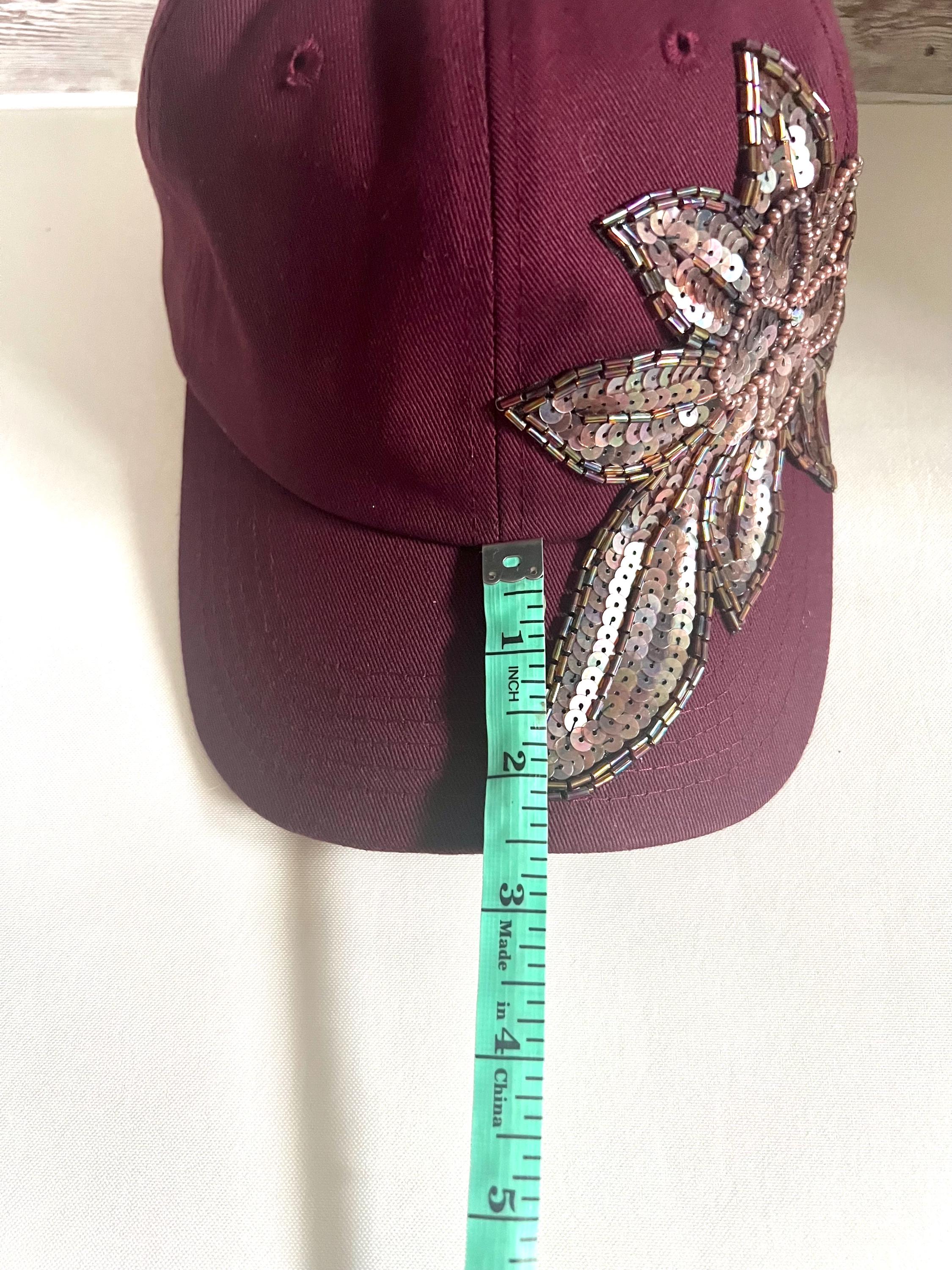 Burgundy Baseball Cap: Sequin Flower, Beaded Bling Hat - Etsy