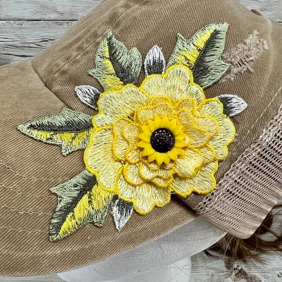 〽️Women Sunflower High Ponytail Baseball Cap Trucker Bad Hair Day Adjustable Sunflower Nights | Mesh Ponytail Cap | Western | Boho Style  main image 3
