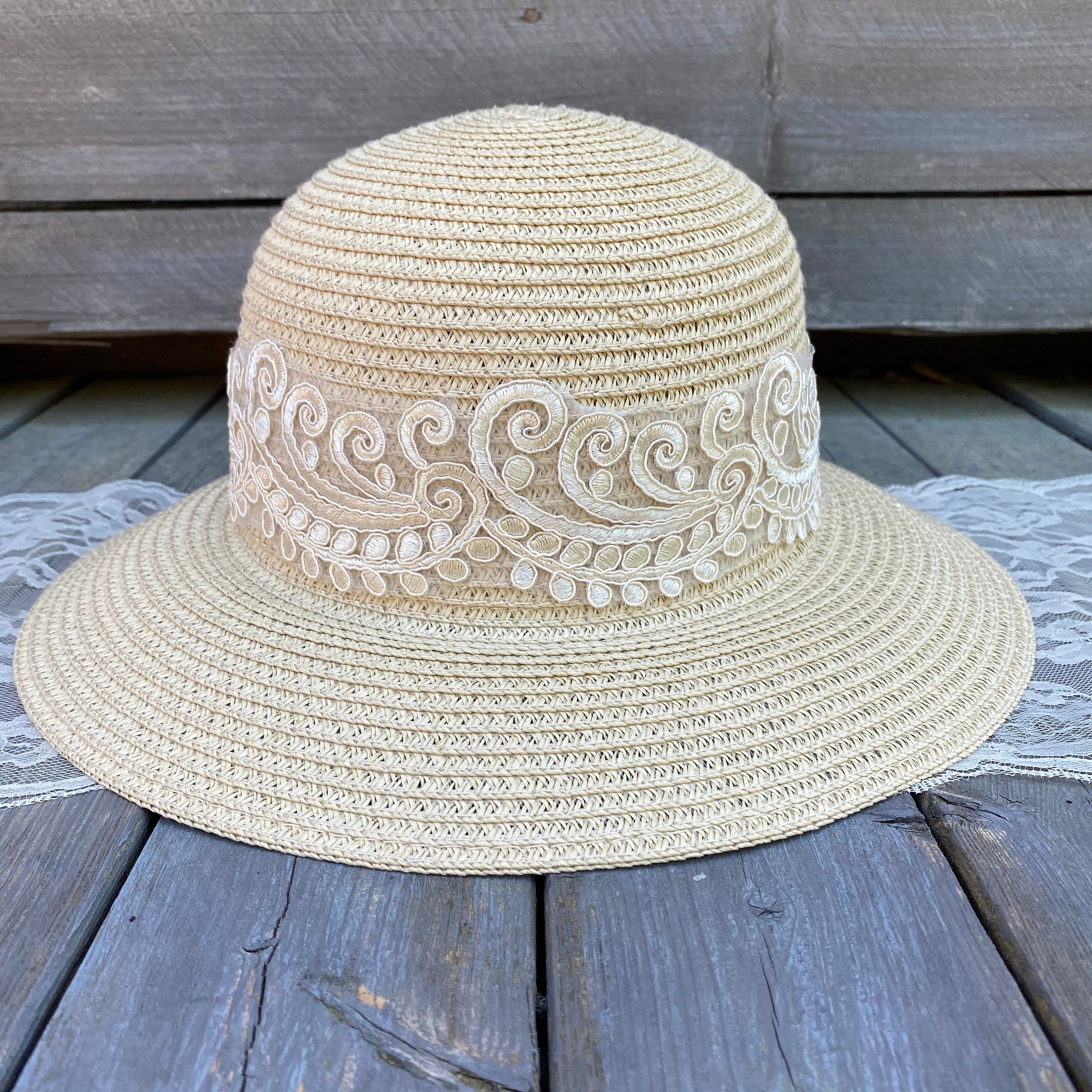 Victorian Summer Hat Women's Straw Sun Hat Floppy Bucket | Etsy