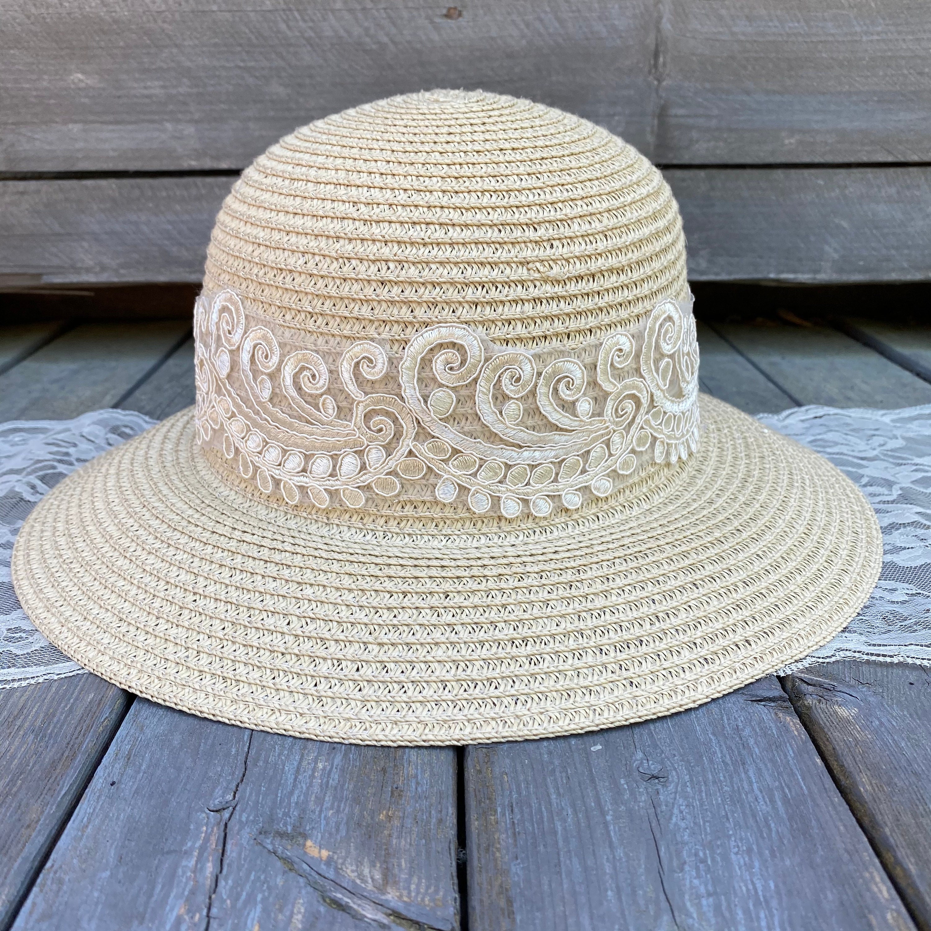 Victorian Summer Hat Women's Straw Sun Hat Floppy Bucket Etsy
