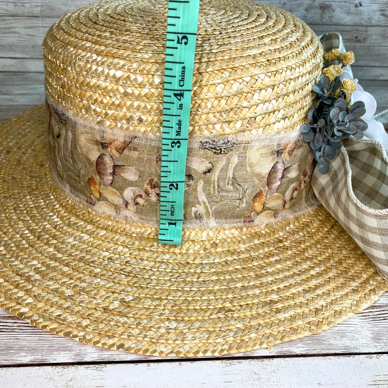 Cottagecore Mushroom Hat Flat Top Boater Hat Nature Lover Etsy
