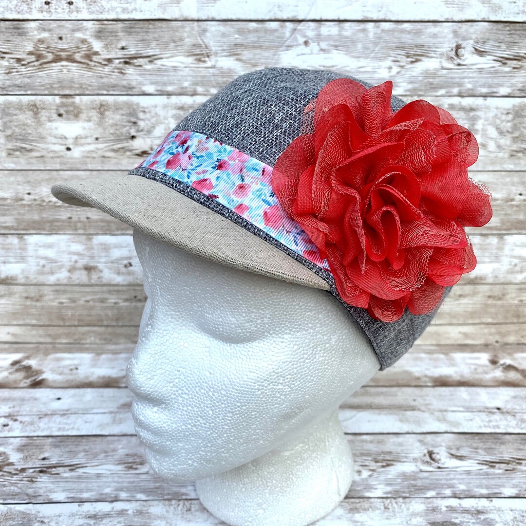 Womens Cadet Cap Embellished Hat With Flower and Charm Etsy