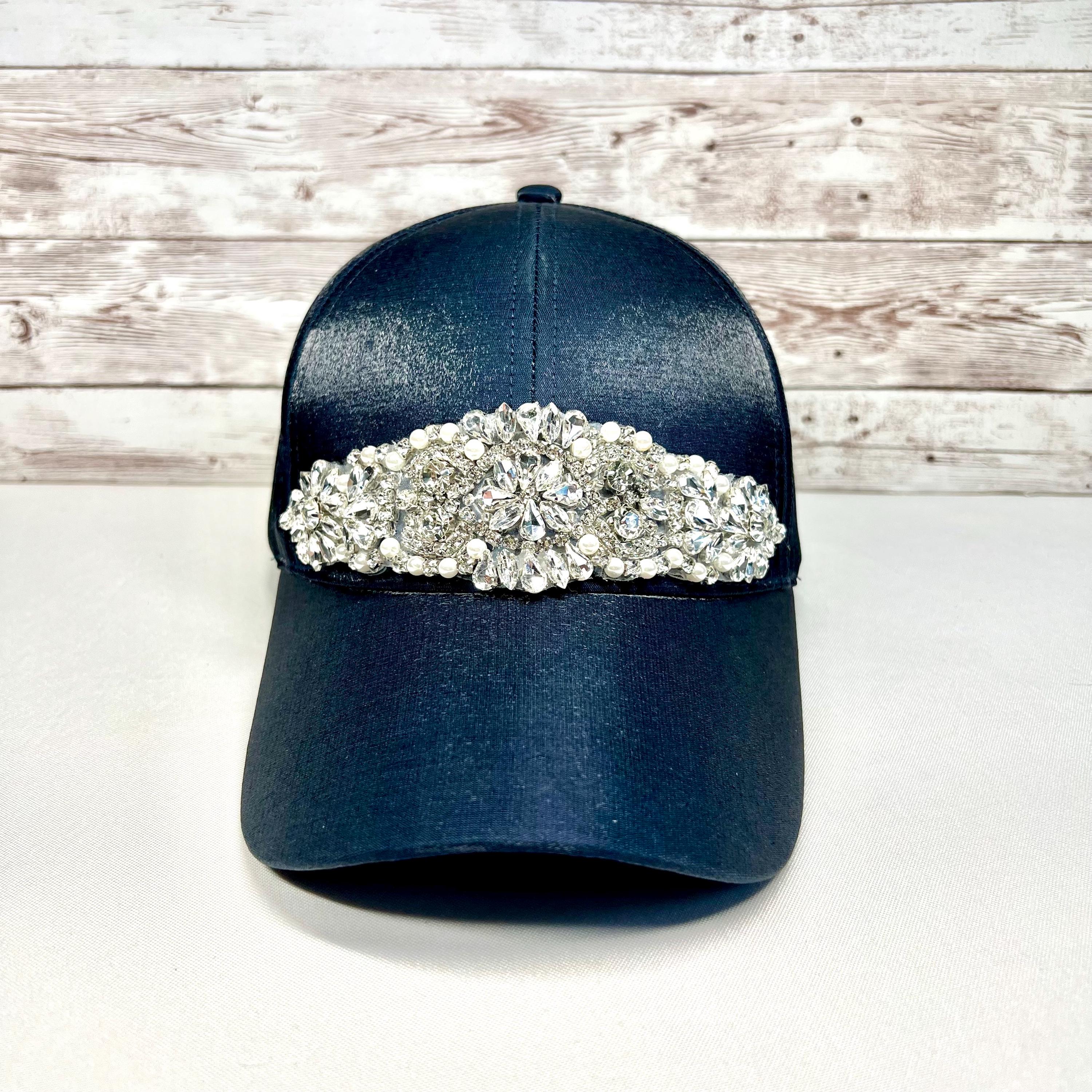 Elegant Black Rhinestone Jeweled Embellished Baseball Cap NWT New York Yankees Crystal Cap - Elite Luxury Gold Plating main image 4