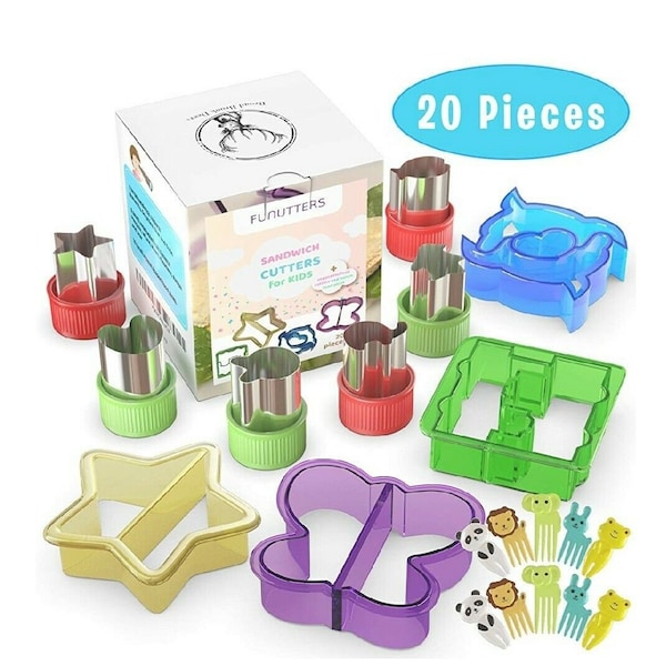 Sandwich Cutters for Kids - 20 pcs/set-Mini Cookie Cutters Set and fruits picks, healthy food essentials