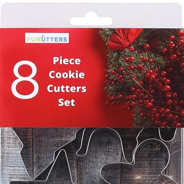 Cookie Cutters, Holiday Cookie Cutters - 8 PC Set - Christmas Tree, Gingerbread