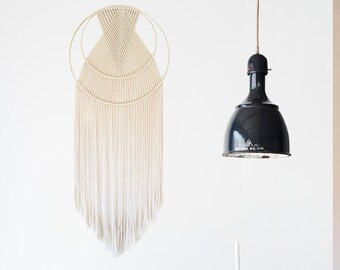 Macramé Wall Hanging on Gold Hoop with Custom Color / Modern Dreamcatcher / The Classic (Large)