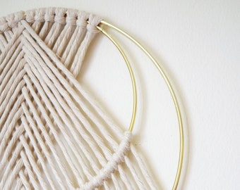 The Classic // Macramé Wall Hanging on Gold Hoop with Custom Color / Natural Cream / Modern Dreamcatcher