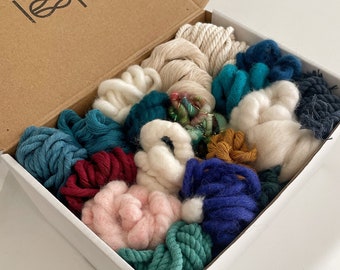 THE WEAVER’S BOX #008 | Mermaid Tail | Destash Fiber Pack | 1.17 lbs | Teal, Blue, Green, Jewel, Turquoise | Assorted Yarns, Ropes, Fibers