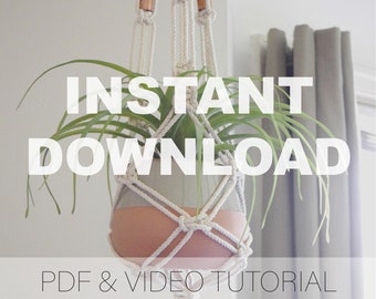 DIY Macrame Plant Hanger Pattern, Copper Beads Tutorial (PDF & Video)