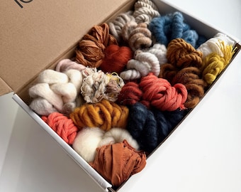 THE WEAVER’S BOX #013 | Pigment Play | Destash Fiber Pack | 1.02lbs | Assorted Yarns, Ropes, Fibers