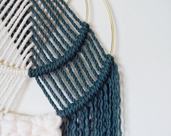 The Shag // Macrame Wall Hanging on Gold Hoop with Custom Color Combo (Forest Green) / Modern Dreamcatcher