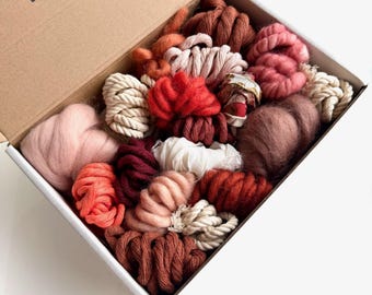 THE WEAVER’S BOX #014 | Berry Blush | Destash Fiber Pack | 1.18lbs | Assorted Yarns, Ropes, Fibers