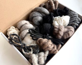 THE WEAVER’S BOX #015 | Charcoal Study | Destash Fiber Pack | 1.35lbs | Assorted Yarns, Ropes, Fibers