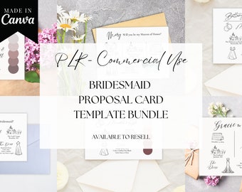 PLR Bridesmaid Proposal Cards, Commercial Use, Bridesmaid Information Card, Bridesmaid Card Template, Canva, MRR Templates, Resell Rights