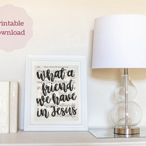 Wat een vriend hebben we in Jezus, Afdrukbare Wall Art, Girl's Bedroom, Christian Wall Art, Worship Song, Instant Download