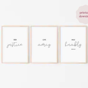 Seek Justice Love Mercy Walk Humbly, Printable Wall Art, Christian Wall Art, Scripture Art, Instant Download, Digital Download