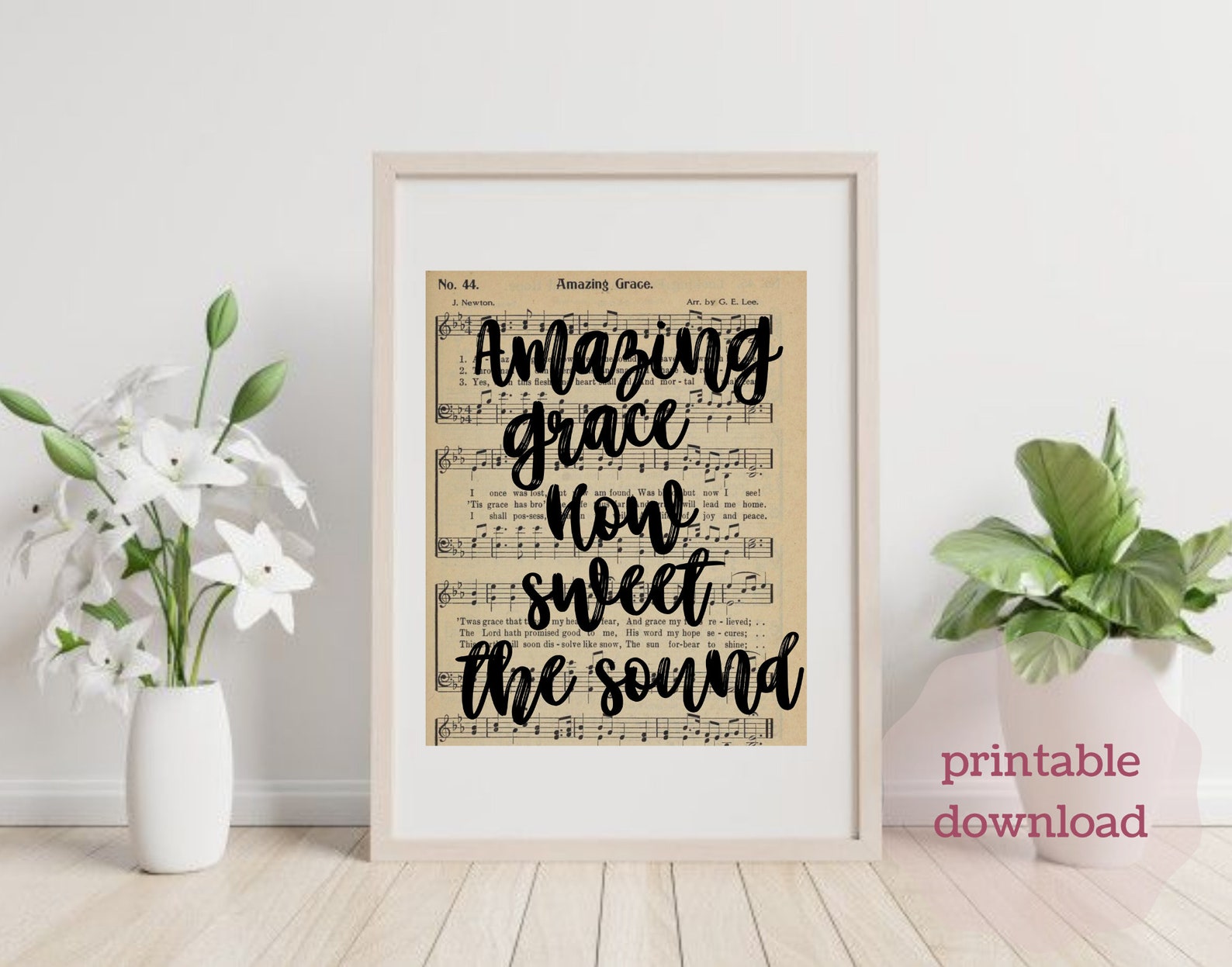 Amazing Grace, How Sweet the Sound, Printable Wall Art, Christian Wall Art, Worship Song