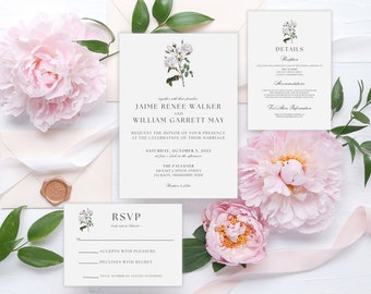 Plantilla de suite de invitación de boda, conjunto de invitación de boda editable, suite de invitación de boda Canva, suite de invitación de boda editable, bricolaje