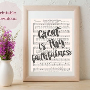 Great Is Thy Faithfulness, Printable Wall Art, Christian Wall Art, Worship Song, Instant Download