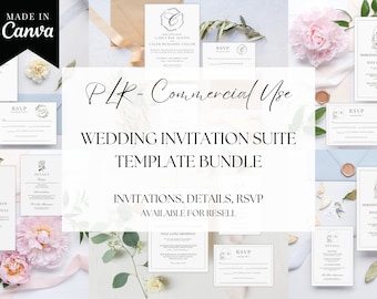 PLR Wedding Templates, Commercial Use, Wedding Invitation Suite, RSVP, Details, Canva templates, MRR Templates, Resell Rights, Editable