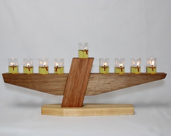 Mahogany and Maple Menorah