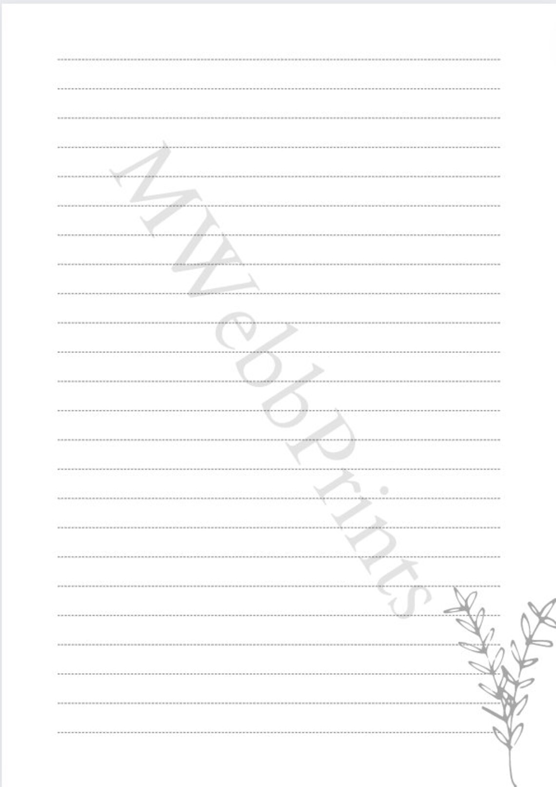 Bundle, Lined Paper A4; Solid, Dotted, Dashed Lines, Plant Themed Note ...