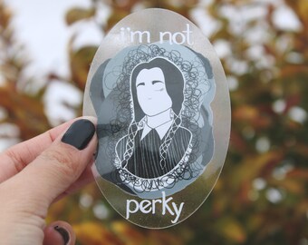 Wednesday Addams: Clear Addams Family inspired Sticker // weather-proof, laptop, water bottle, phone