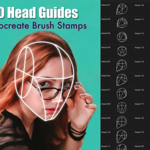 20 Portrait Guide Procreate Brushes, Procreate Brushes Stamps Guide, Procreate Stamps, Procreate Brushes, Brushes Set, Digital Guide Brushes