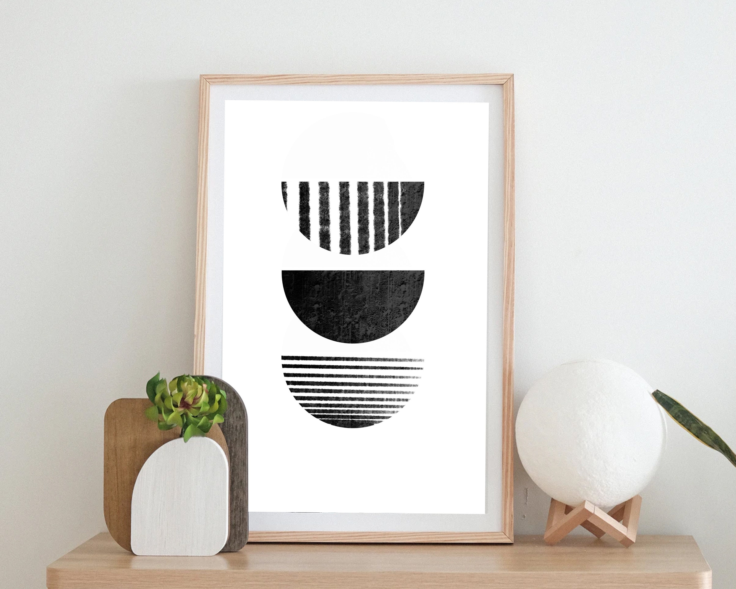 Set of 3 Minimalist Prints Boho Art Prints Set Black and | Etsy