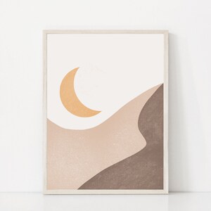 Desert Moon Art Print, Boho Art Prints, Abstract Desert Wall Art, Minimal Moon Art, Minimal Moon Poster, Desert Wall Print, Landscape Print