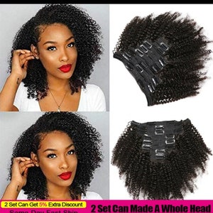 Afro Kinky Curly Clip Ins Hair Extensions Human Hair