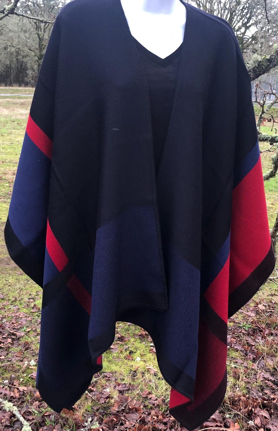 Reversible Frances Ruana Wrap Shawl Poncho Cape 100% Baby Alpaca - Etsy