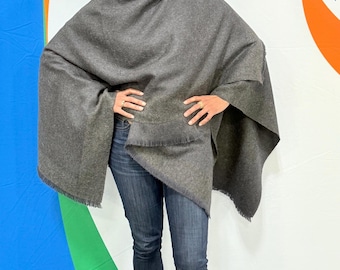 Marjorie Marble Grey Alpaca Wrap Cape Poncho - Cozy, Stylish, and Ethically Crafted.