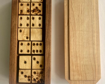 Antique-Style Wood Domino Set & Box