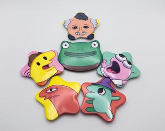 2.2" Smiling Friends Fun Shaped Button Pins