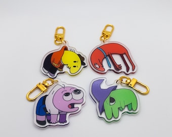 2" Smiling Friends dangling acrylic keychains