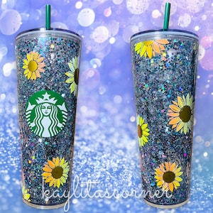 Sunflower Snowglobe Tumbler - Starbucks Cups - Custom Tumblers