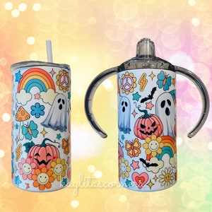 Halloween Tumbler for Kids - 12oz - Sippy Cup - Lid and Straw included  - Kid's Cups - Spooky - Cute Halloween Gift