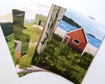 Postcrossing, Travel Postcards, Travel postcard set, Snail mail, Pen pal, Bookmark set, Painting postcard, Landscape postcard, Postcard pack