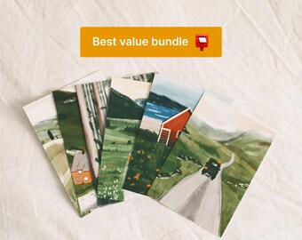 Landscape Painting Postcard Set, Travel Snail Mail, Pen Pal Cards, Bookmark Pack