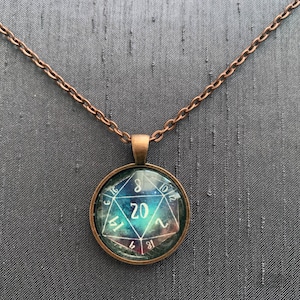 D20 Necklace | Polyhedral Dice Necklace | RPG Gamer Jewelry