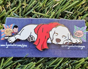 Krypto Superman's Dog Enamel Pin: 2" Gold Plated, UV Printed