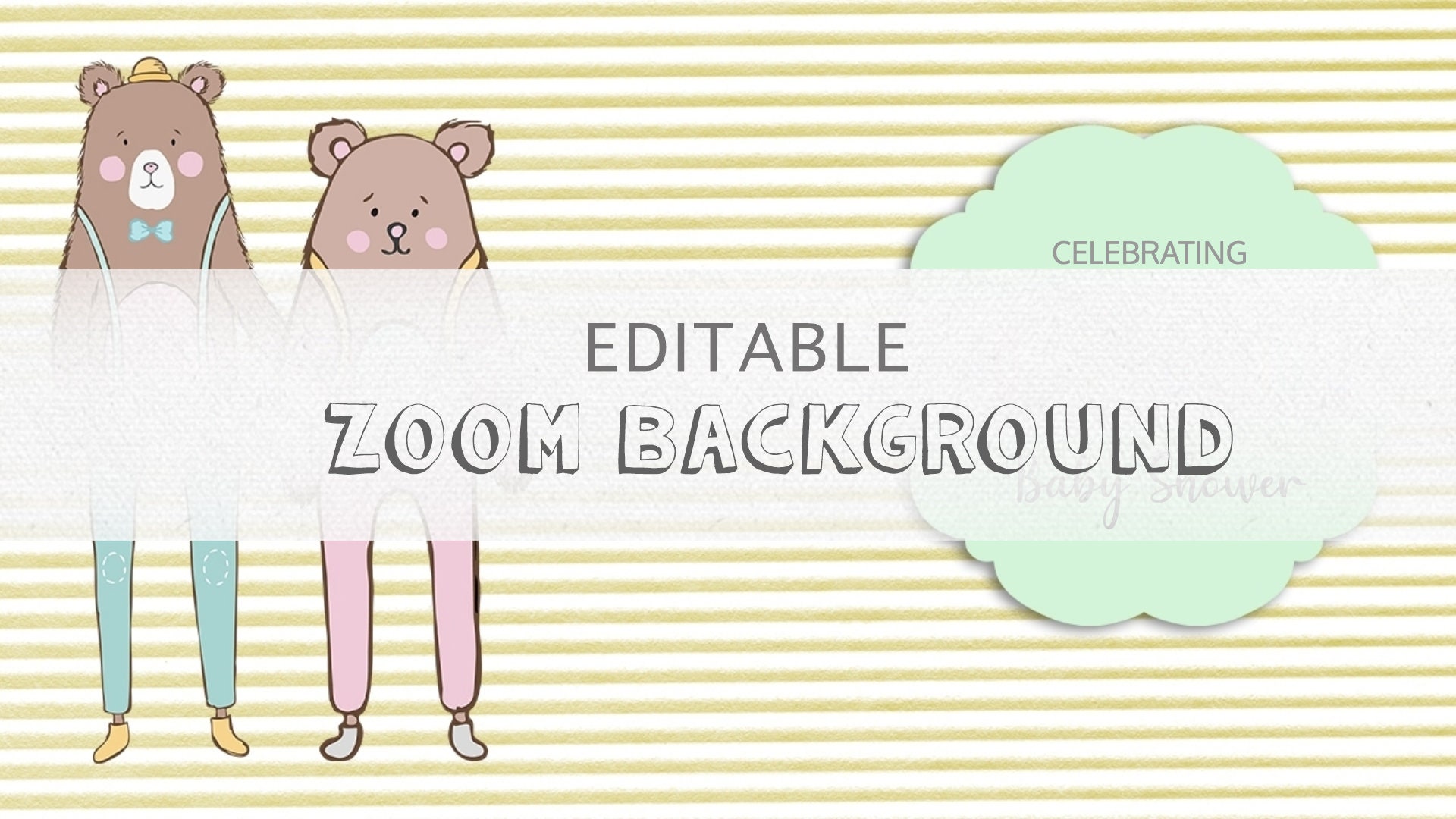 EDITABLE Baby Twins Shower Digital Zoom Background_instant Download