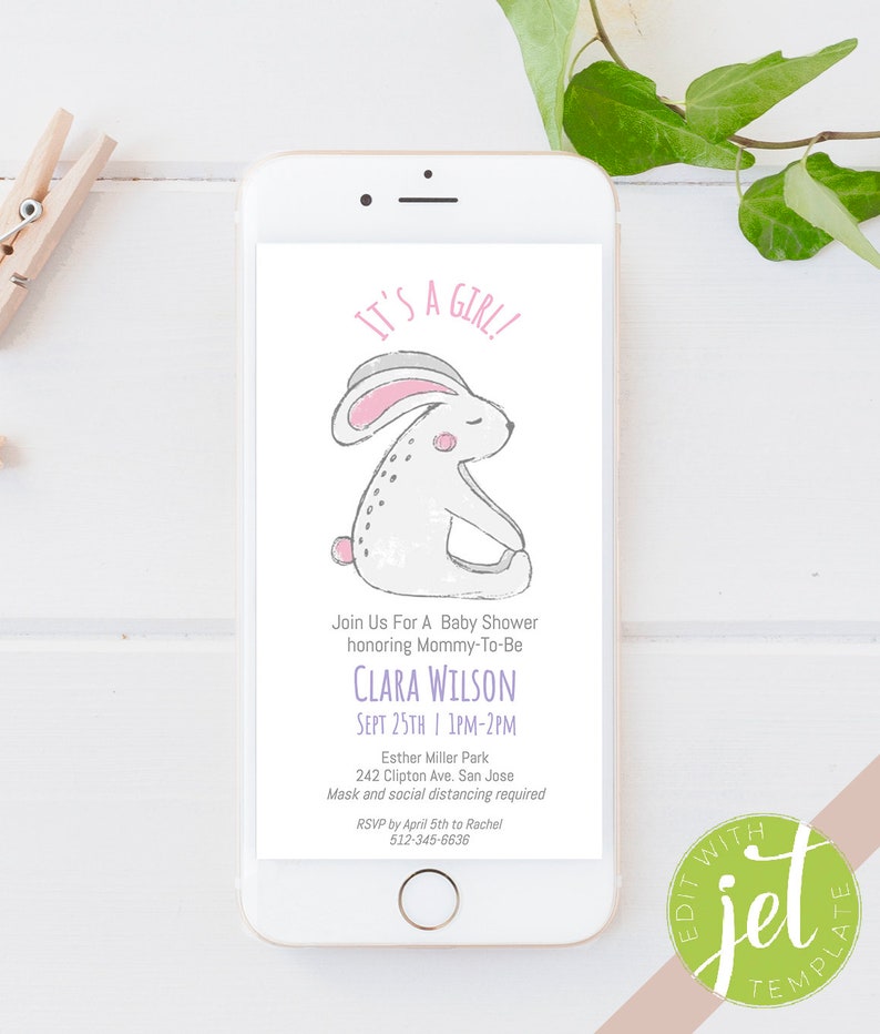 EDITABLE Baby Shower Electronic Invitation_it's a Girl Etsy