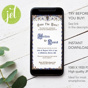 Editable Medieval Scroll Wedding_Electronic Invitation_E-invite_Mobile Invite_template invite_phone invite_Middle Ages Floral wedding invite image 3