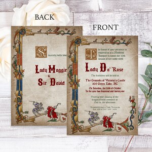 Editable Medieval Wedding Invitation_printable Template_royal Scroll Invite_ Golden Middle Ages ...