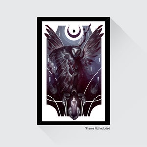Owl and Woman Digital Print - Dark Aesthetic - 11 x 17