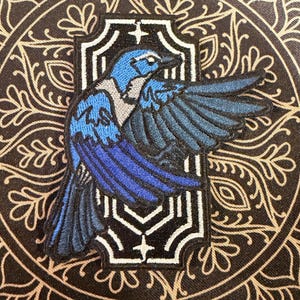 Scrub Jay Bird Embroidered Iron On Patch